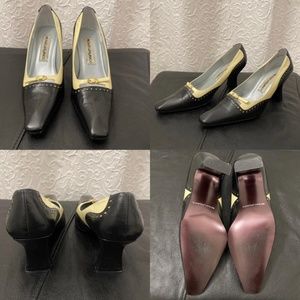 MONZO & FRANCO Blk/Cream Leather Pumps - Size 7M